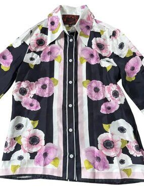NWT Gentile Catone Floral Silk Top Blouse sz 40IT/4US/S